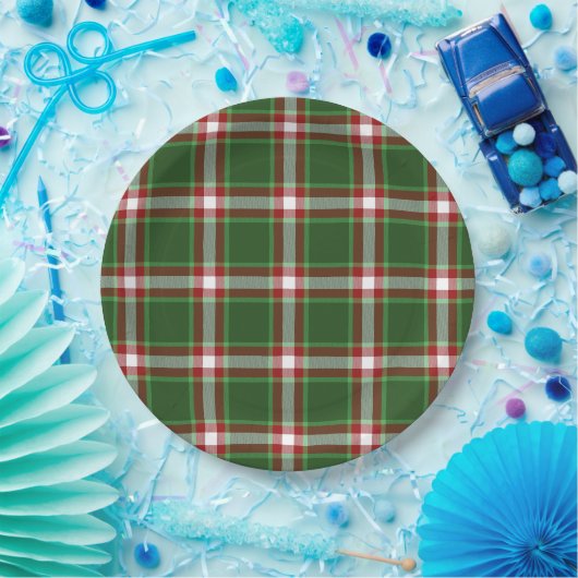 Groen Rood Wit Rood Buffel Lumberjack Patroon Papieren Bordje (Feest)