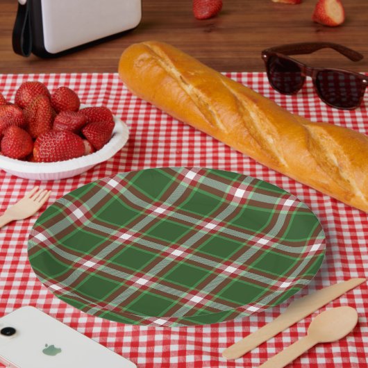 Groen Rood Wit Rood Buffel Lumberjack Patroon Papieren Bordje (Picknick)