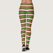 Groen Rood & Wit Strepen Vakantie Kerstmis Leggings (Achterkant)