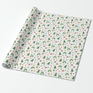 Groen Rood Wit Vrolijk Kerstfeest Cadeaupapier