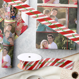 Groen Rood Wit Vrolijk Kerstmis Candy Cane Stripes Lint