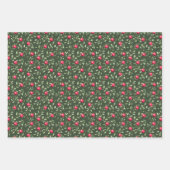 Groen Rood Zwart Witte Waterverf Kerstbladeren Inpakpapier Vel (Voorkant)