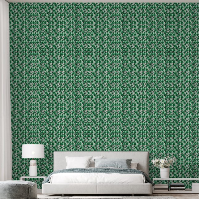 Groen Roos Behang (Slaapkamer)