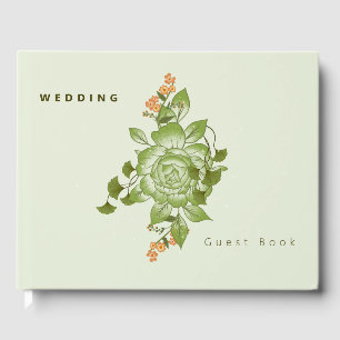 Groen Roos Bloemen Bruiloft Thema Gastenboek