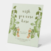 Groen Roos Bloemen Bruiloft Thema Reclamebord Met Voetstuk (Voorkant)