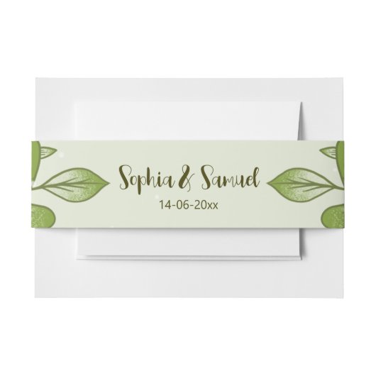 Groen Roos Bloemen Bruiloft Thema Uitnodigingen Wikkel (Voorkant Voorbeeld)