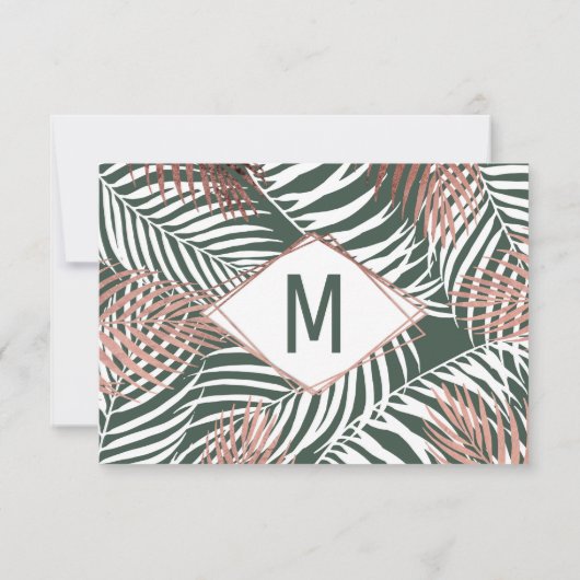 Groen Roos gouden tropische palmbomen met een brui Aankondiging (Achterkant)