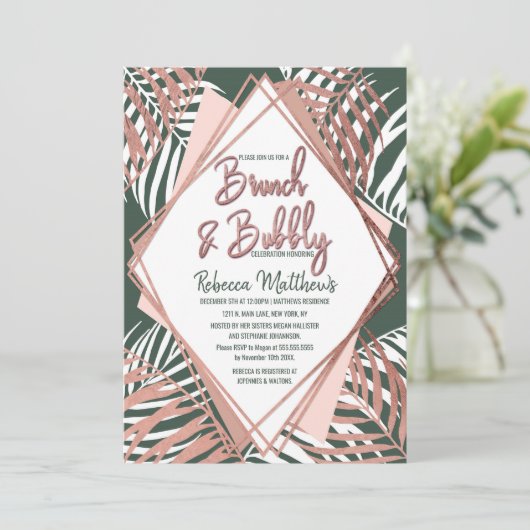 Groen Roos goudpalm Bubble Kaart (Staand voorkant)