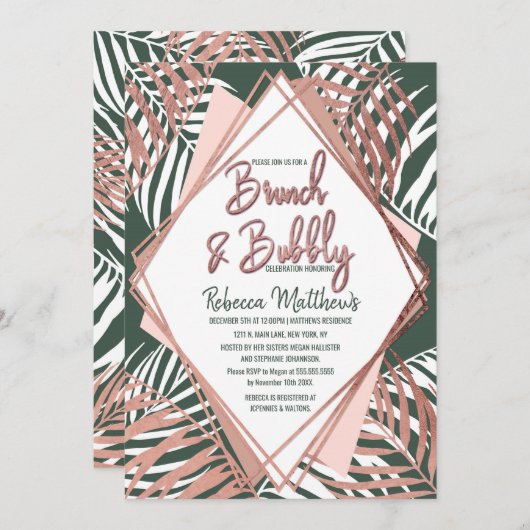 Groen Roos goudpalm Bubble Kaart (Voorkant / Achterkant)