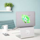 Groen Roos met Shamrock Sticker (Laptop op bureau)