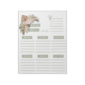 Groen Roze Beige Bloem Boho Weekplanner Pagina's Notitieblok (Gedraaid)