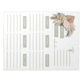 Groen Roze Beige Bloem Boho Weekplanner Pagina's Notitieblok (Voorkant)