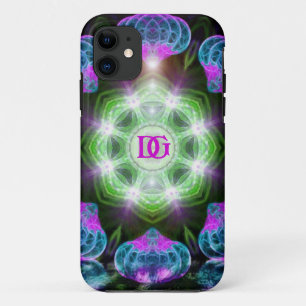 Groen roze blauwe reuzenrad Fractal Art Custom iPhone 11 Hoesje
