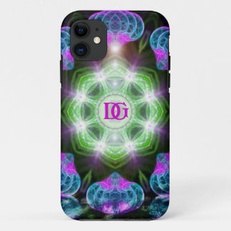 Groen roze blauwe reuzenrad Fractal Art Custom iPhone 11 Hoesje