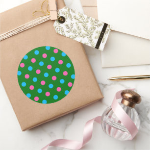 Groen Roze Blauwe Stippenpatroon Ronde Sticker
