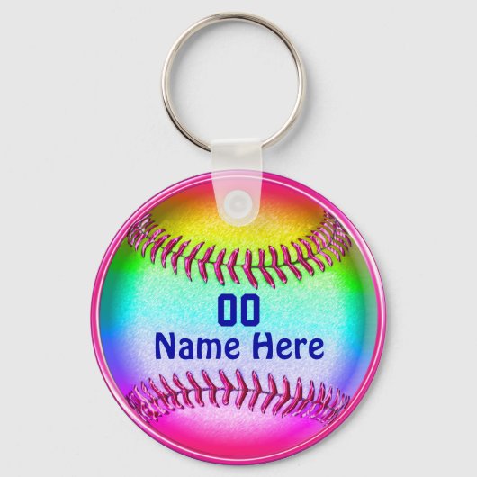 Groen, Roze, Blauwe Stomme, Softball Team Gift ide Sleutelhanger (Voorkant)