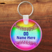 Groen, Roze, Blauwe Stomme, Softball Team Gift ide Sleutelhanger (Voorkant)