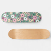  Groen Roze Bloemen Botanisch Skateboard (Horizontaal)