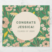 Groen Roze Bloemen Graduation Party Custom Bier Etiket (Enkel label)