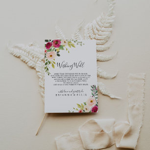 Groen Roze Blush Bloemen Bruiloft Wishing Well Informatiekaartje
