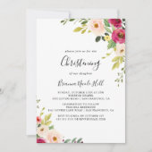 Groen Roze Blush Bloemen doopsel Kaart (Voorkant)