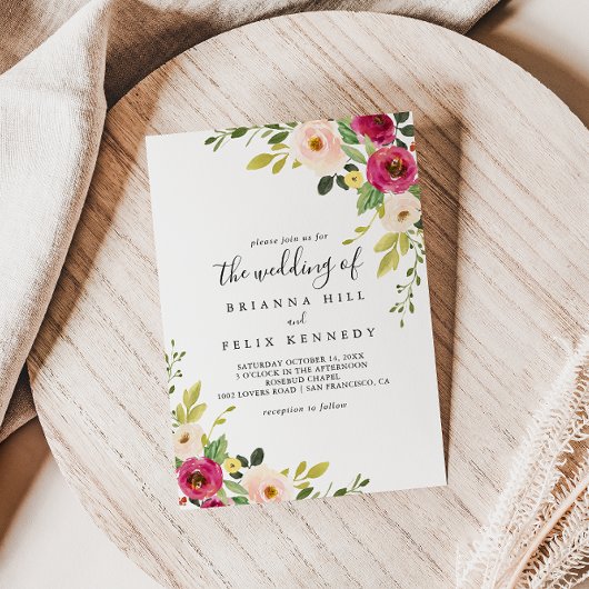 Groen Roze Blush Bloesem De bruiloft van Kaart