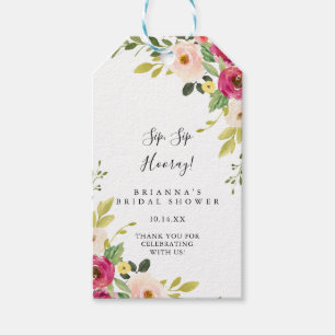 Groen Roze Blush Sip Hooray Vrijgezellenfeest Cadeaulabel