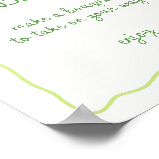 Groen Roze Boog Lijst Handgeschreven Bloembalk Poster (Hoek)