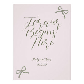 Groen & Roze Boog Trouwbord Perfect Poster