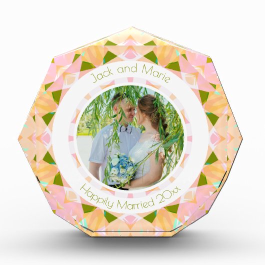 Groen Roze Bruiloft Keepsake Foto Gift (Voorkant)