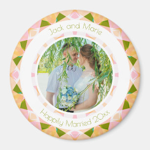  Groen Roze Bruiloft Keepsake Foto Gift Magneet
