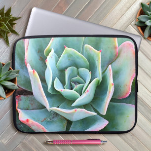 Groen Roze Cactus Sappige Foto Vet Stijlvol Laptop Sleeve