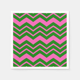 Groen Roze Chevron Zigzag Ontwerp Servet