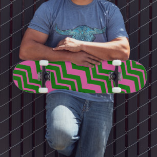 Groen Roze Chevron Zigzag Ontwerp Skateboard