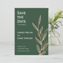 Groen Roze en Gouden Blad Bruiloft Save the Date