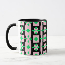 Groen, roze en zwart geometrisch ontwerp mok