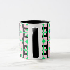 Groen, roze en zwart geometrisch ontwerp mok
