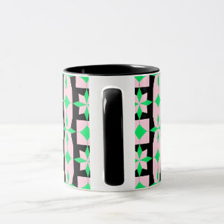 Groen, roze en zwart geometrisch ontwerp mok