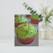 Groen Roze feestdouche Cupcakes Briefkaarten (Staand voorkant)