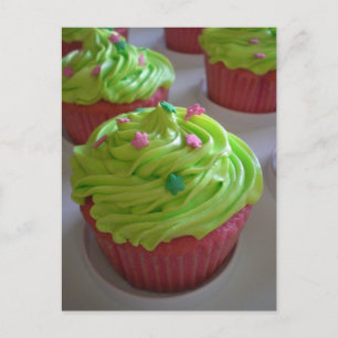 Groen Roze feestdouche Cupcakes Briefkaarten