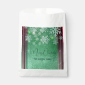 Groen Roze Glitterij Winter Wonderland Kerstmis Bedankzakje (Voorkant)