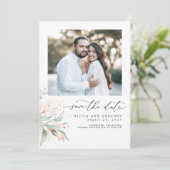 Groen roze goud laat Boho de datum foto opslaan Save The Date (Staand voorkant)