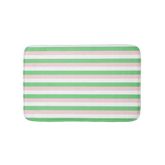 Groen Roze Horizontaal Streeppatroon Badmat (Voorkant)