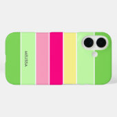 Groen & Roze Horizontale Strepen Monogram Hoesje-M Case-Mate iPhone Case (Achterkant (horizontaal))