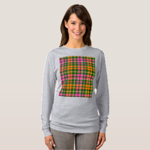 Groen Roze Oranje Schotse Strepen Design T-shirt