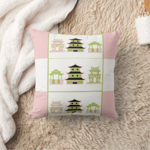 Groen Roze Pagode Gestreepte Lumbar Kussen