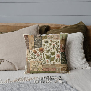 Groen Roze Patchwork Quilt Rustiek Retro Kussen