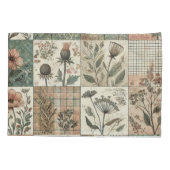 Groen Roze Patchwork Quilt Rustieke  Bloemen Kussensloop (Achterkant)