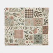 Groen & Roze Patchwork Rustiek Retro  Bloemen Fleece Deken (Voorkant (Horizontaal))