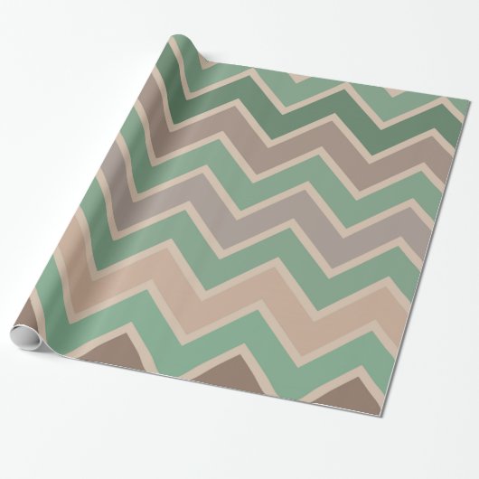 Groen Roze Perzik Chevron Cadeaupapier (Uitgerold)